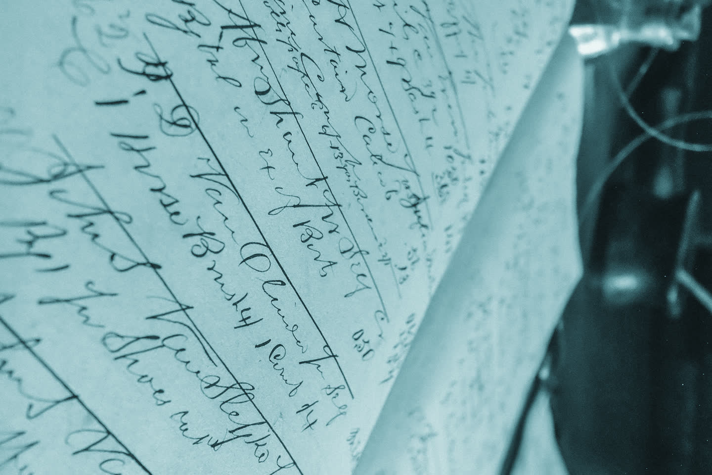 A handwritten ledger, its ruled columns filled in ink